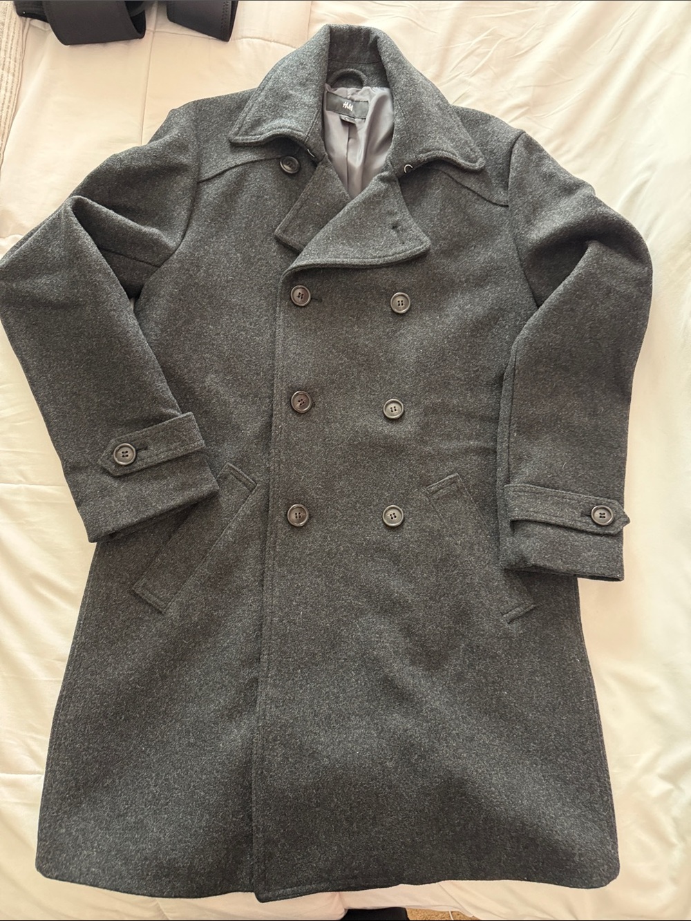 H&M Men's Dark Gray Double-Breasted Pea Coat NWOT